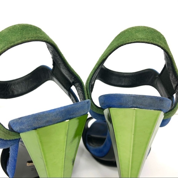 Gucci green blue suede prism heels authentic 36.5 - Picture 6 of 16